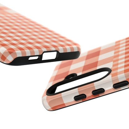 Buffalo Check Tough Phone Case — Orange Gingham Protective Cover