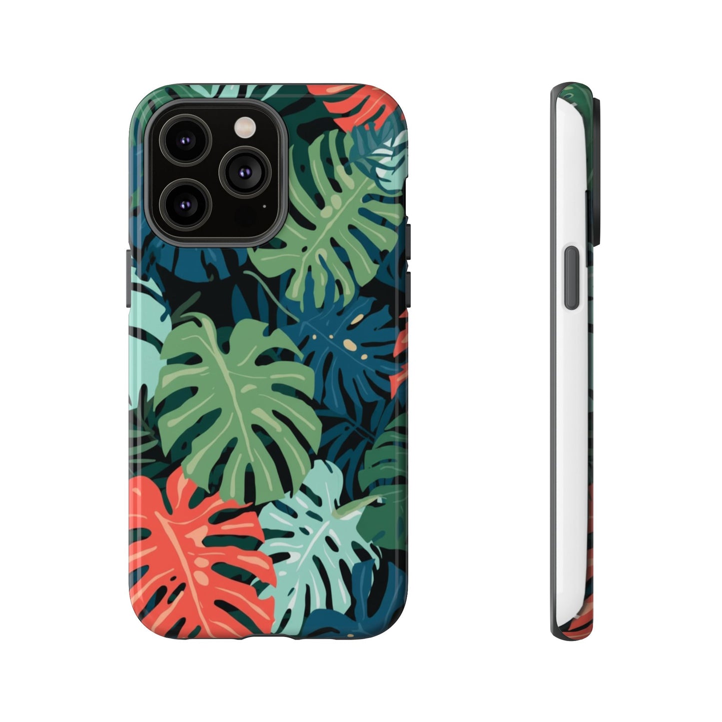 Tropical Monstera Phone Case — Colorful Leaf Protective Tough Case