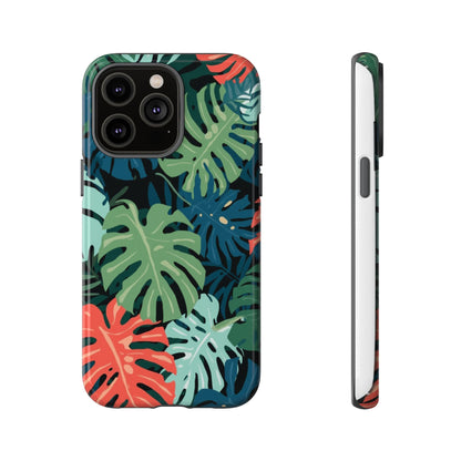 Tropical Monstera Phone Case — Colorful Leaf Protective Tough Case
