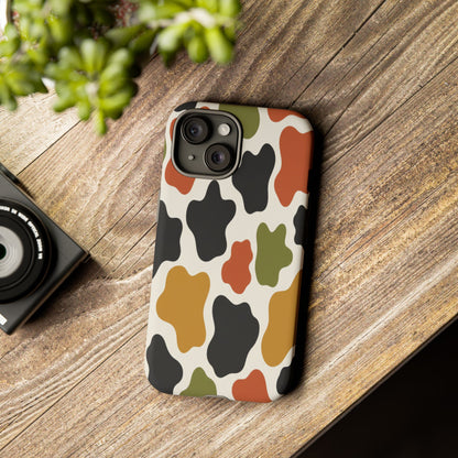 Camouflage Pattern Tough Phone Case – Retro Olive, Rust & Mustard Protective Cover