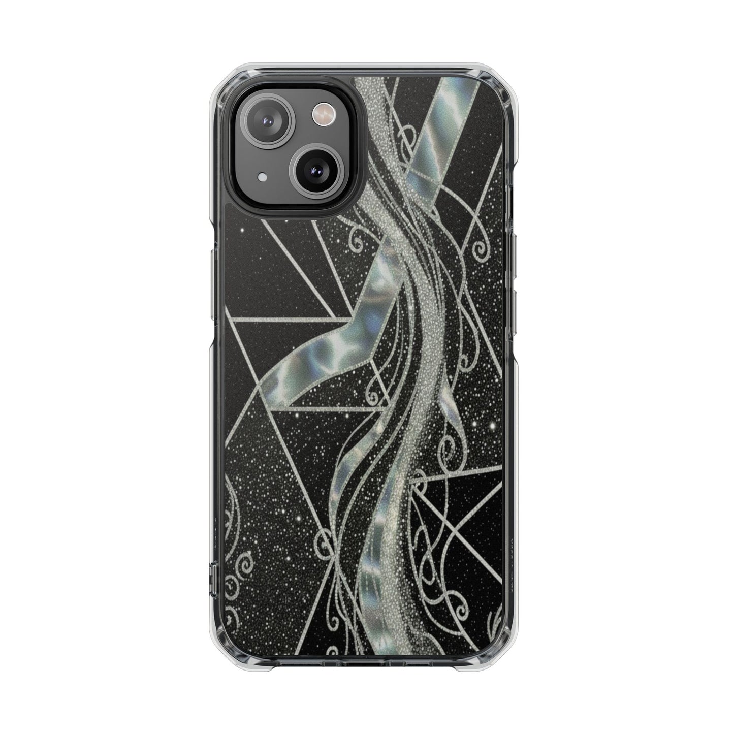 Clear Magnetic Impact Phone Case — Iridescent Geometric Design