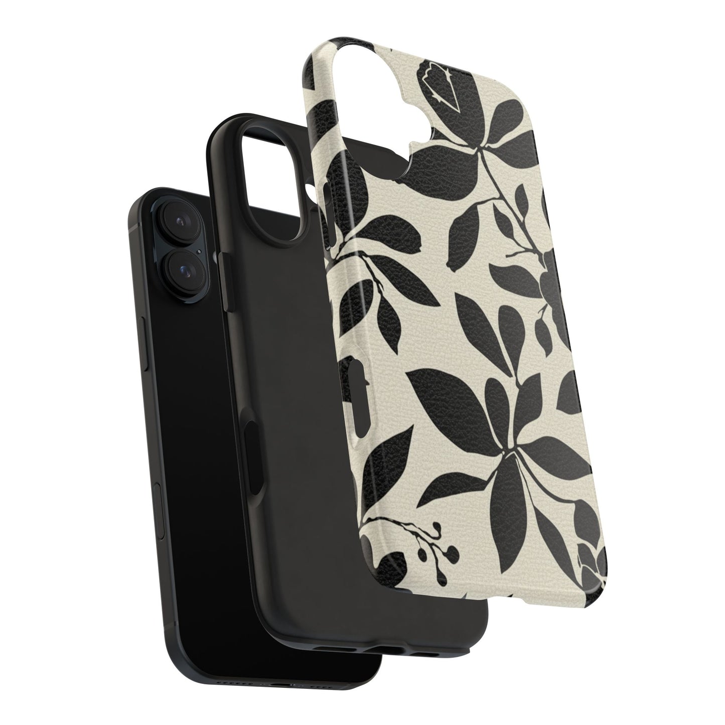 Tough Phone Case — Black Floral Silhouette Protective Cover
