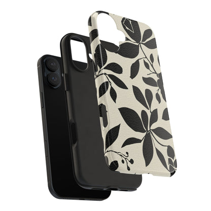 Tough Phone Case — Black Floral Silhouette Protective Cover
