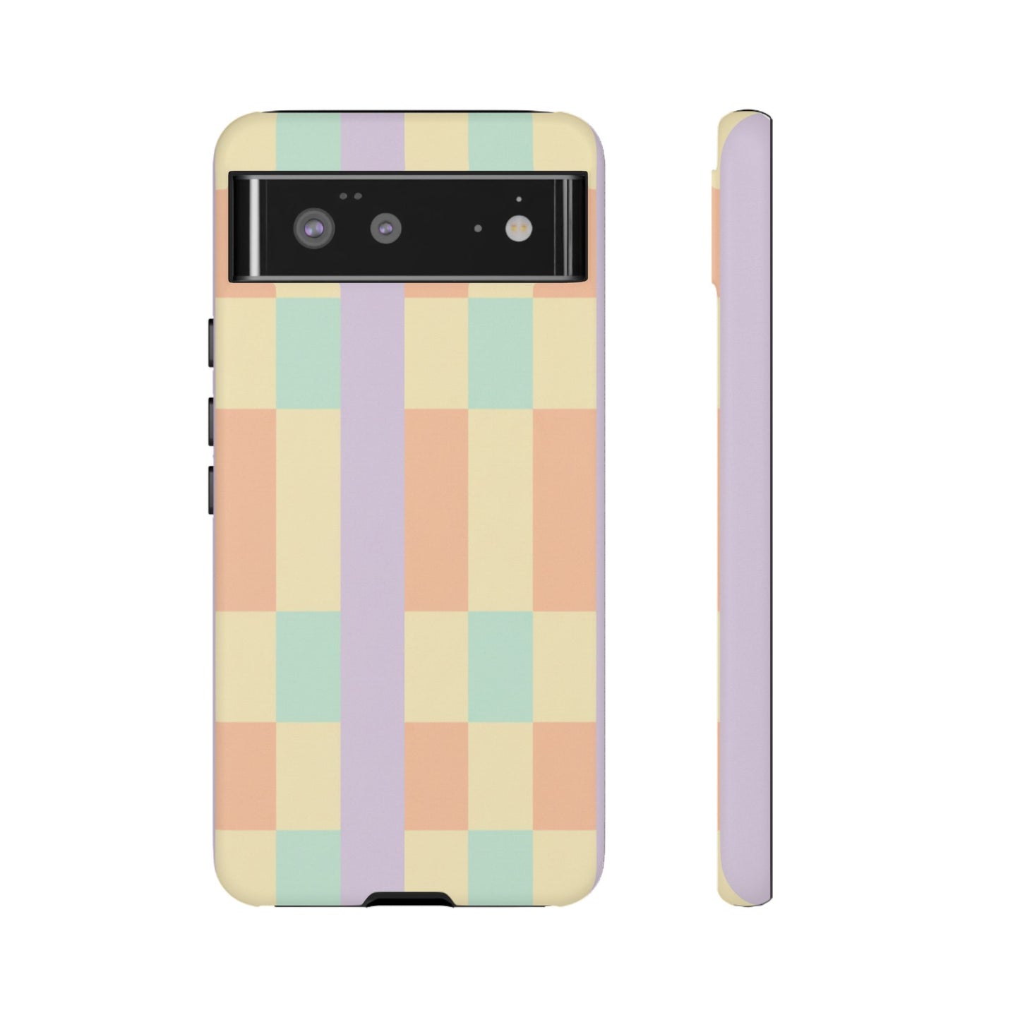 Pastel Checkered Phone Case — Retro Stripe Tough Case