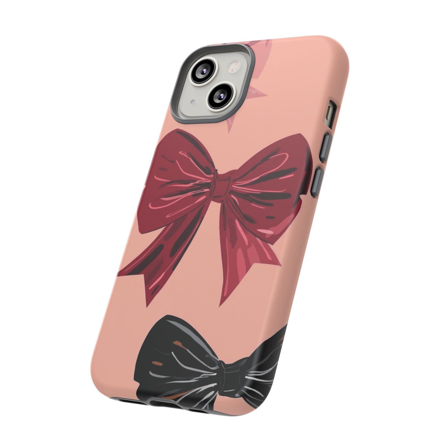 Bow Pattern Tough Phone Case — Pink, Red & Black Decorative Bows