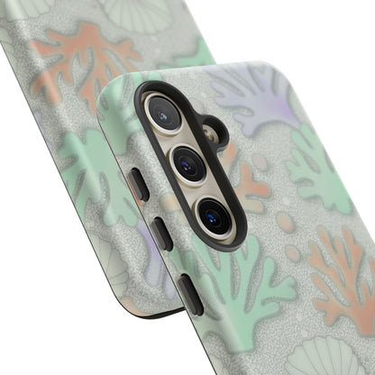 Pastel Coral Reef Tough Phone Case – Sea Shell & Coral Pattern Durable Protector