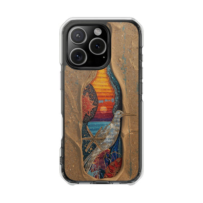 Clear Impact Phone Case — Sunset Wave Surfboard Art