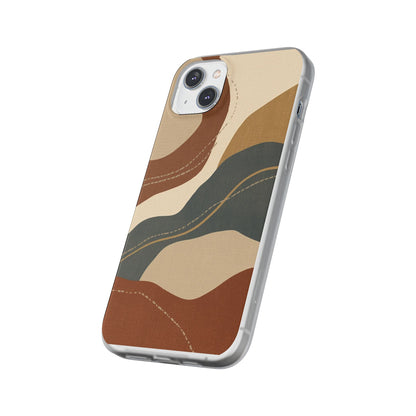 Abstract Earth Tone Phone Case — Boho Wavy Flexi Case