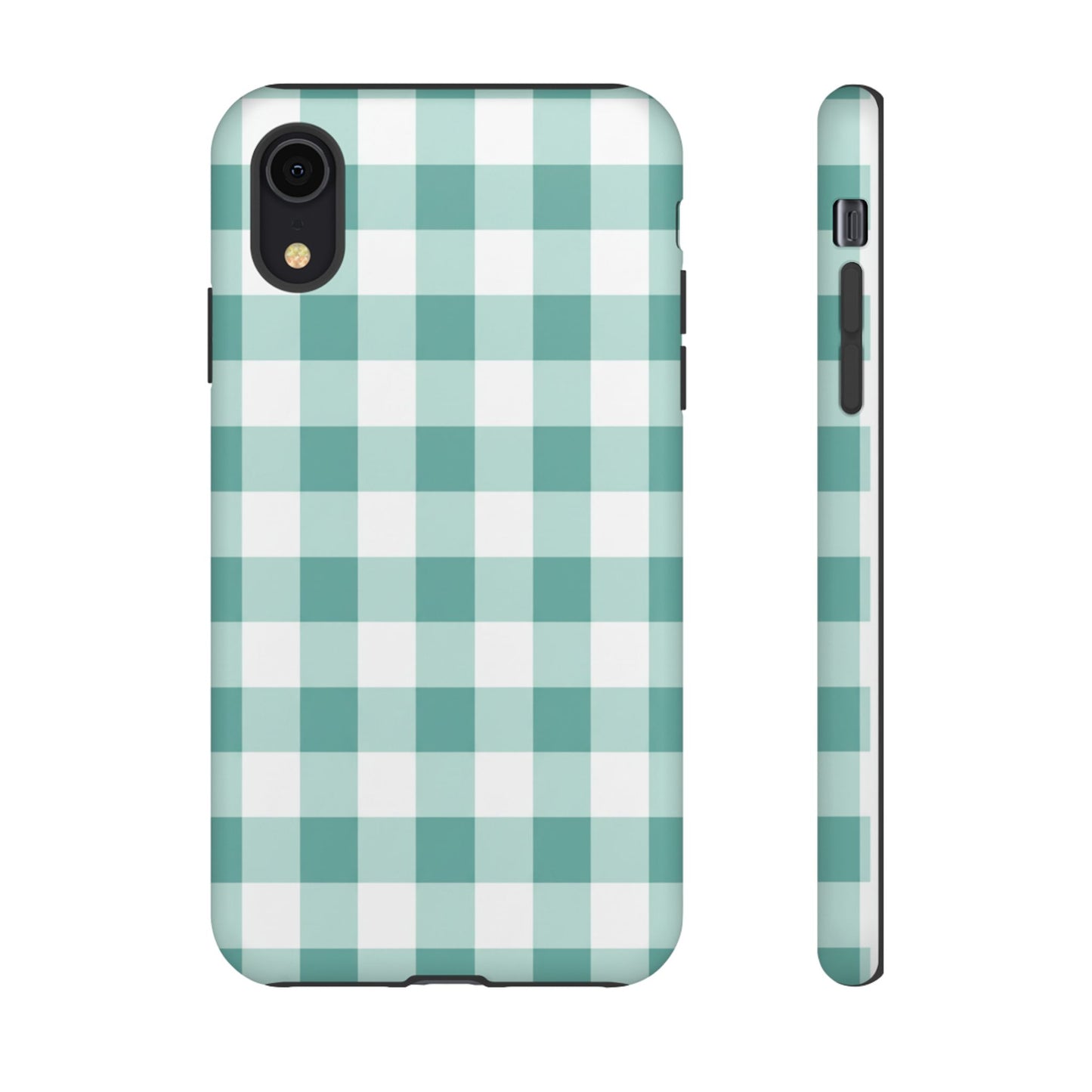 Mint Green Buffalo Check Tough Phone Case — Durable Plaid Protective Cover