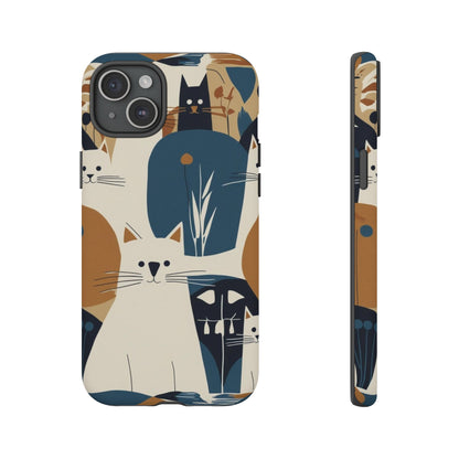 Cat Pattern Phone Case – Retro Abstract Cats Protective iPhone Cover