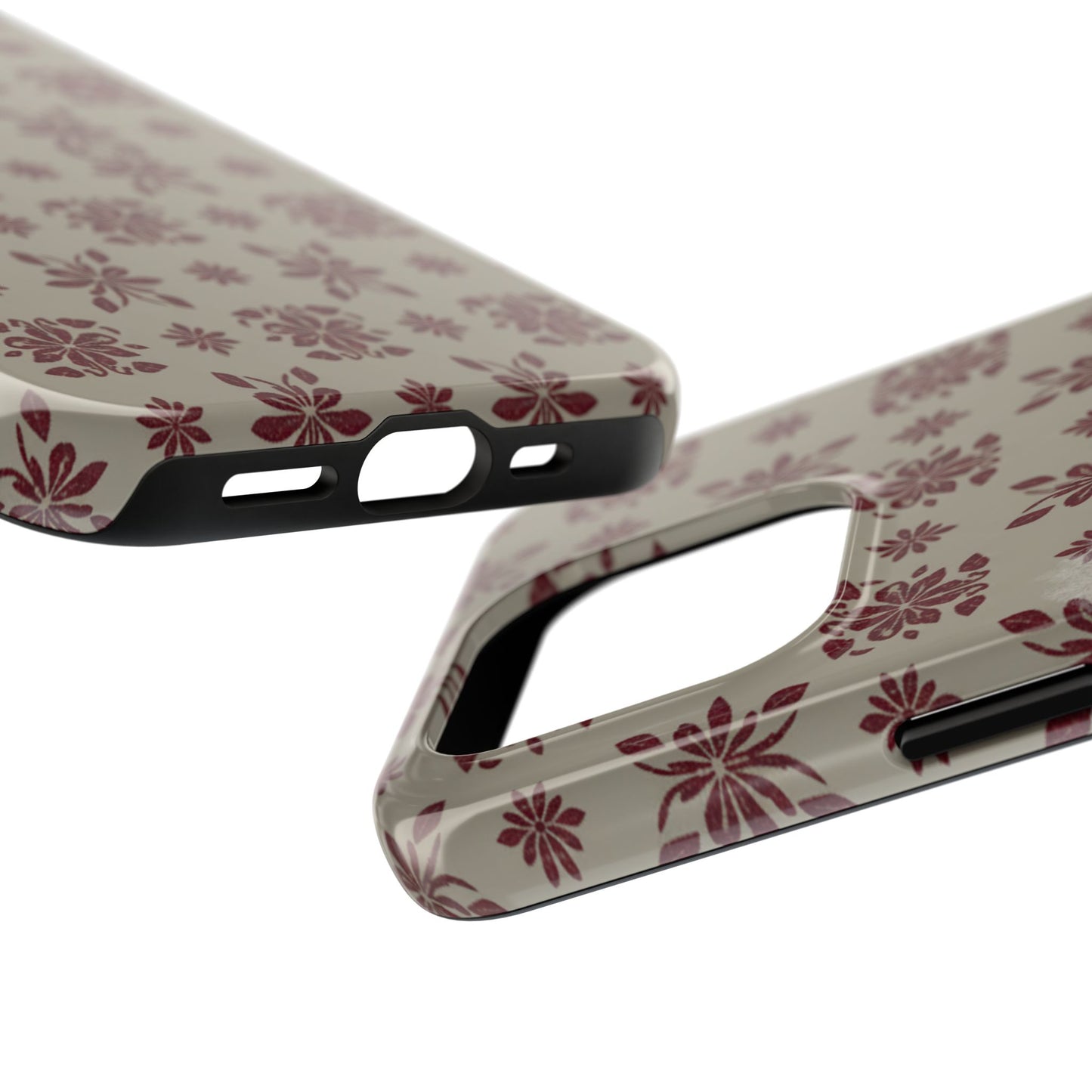 Tough Phone Case — Vintage Red Floral Pattern Protective Cover