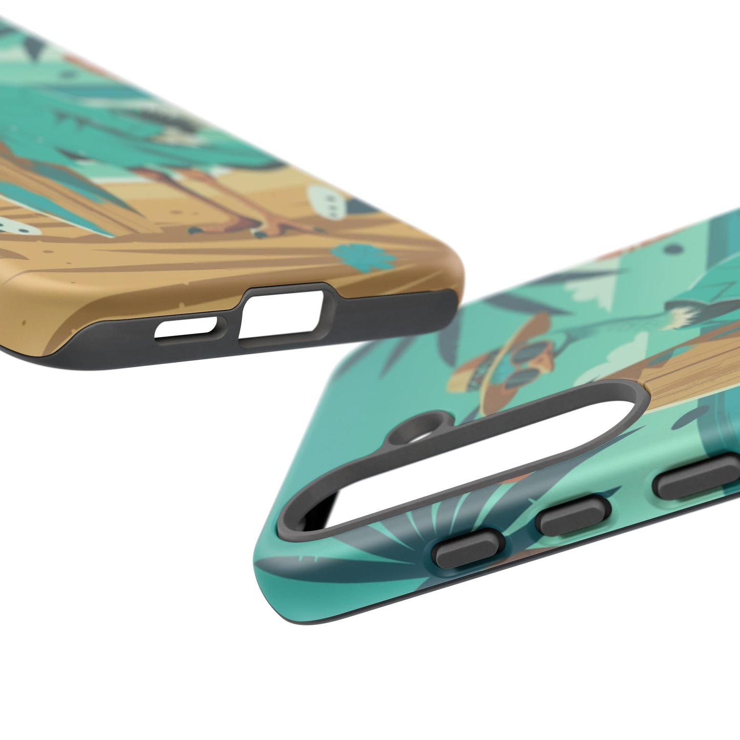 Phone Case — Retro Dressed Seagull Surfing Beach Illustration