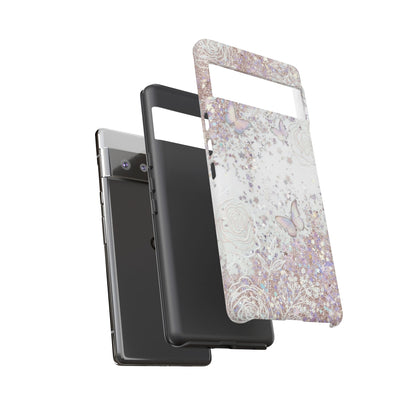 Butterfly Glitter Tough Phone Case — Floral Sparkle Protective Case