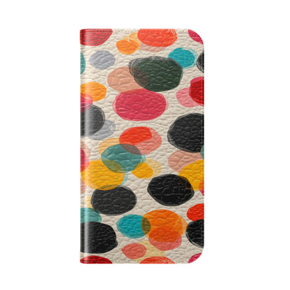Colorful Confetti Dot Flip Phone Case — Retro Polka Wallet Cover