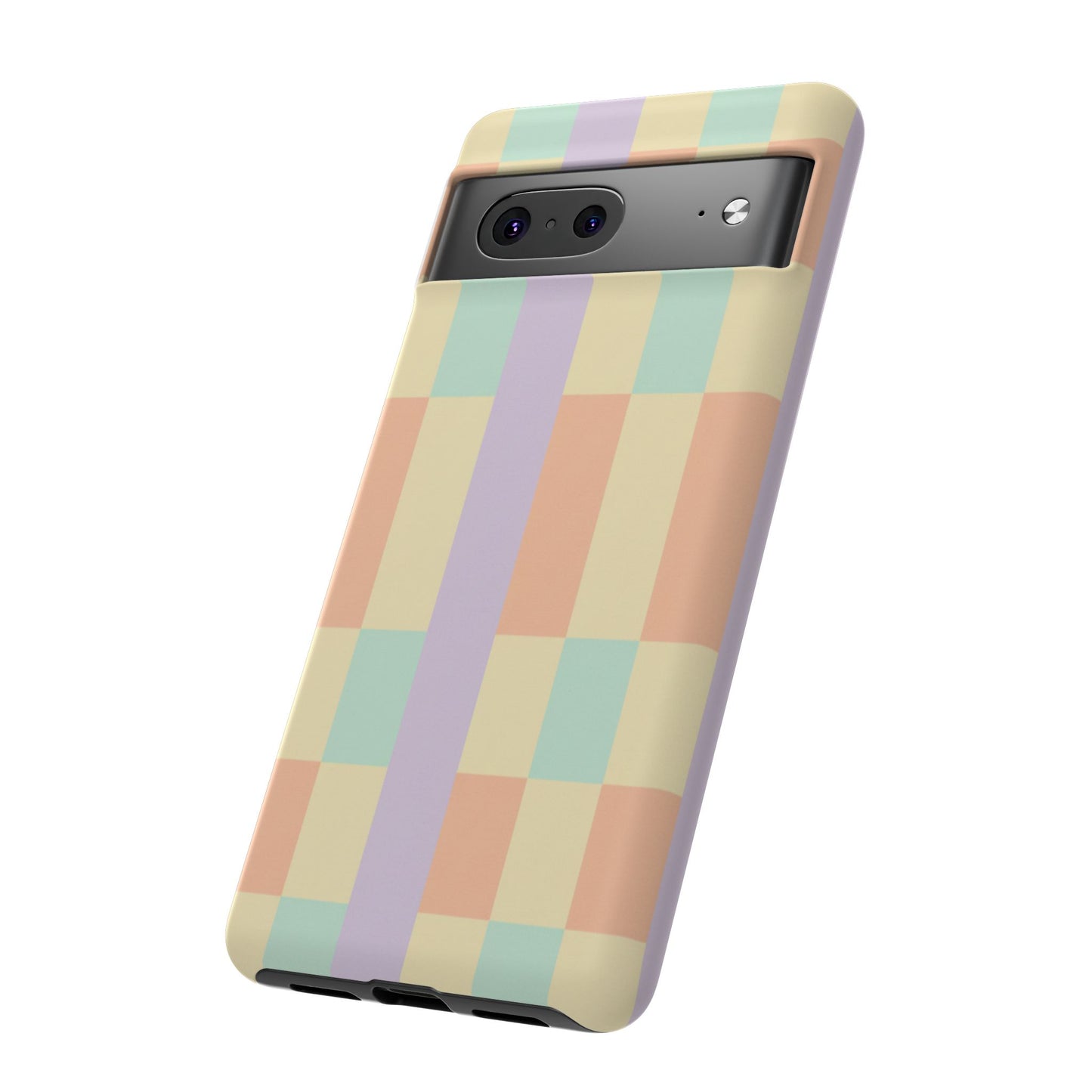 Pastel Checkered Phone Case — Retro Stripe Tough Case