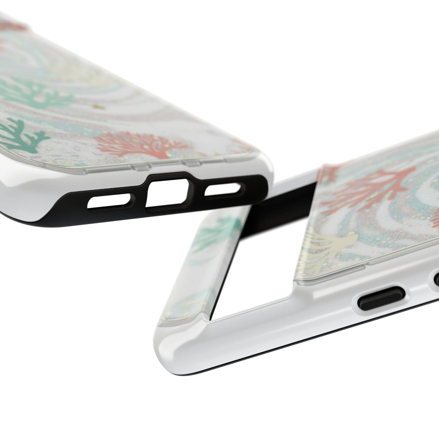 Seafoam Coral Tough Phone Case - Pastel Ocean Wave Design
