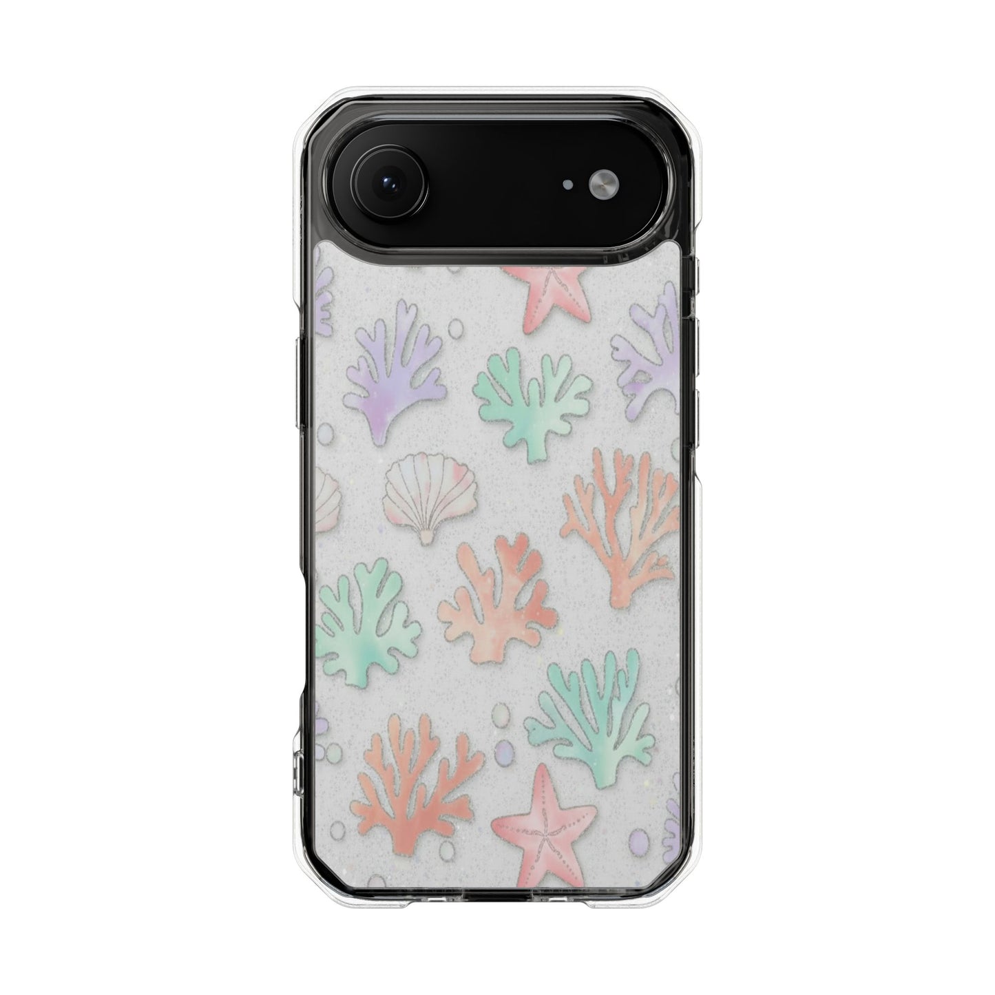 Clear Magnetic Phone Case — Pastel Sea Shell & Starfish Design