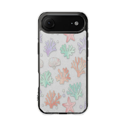 Clear Magnetic Phone Case — Pastel Sea Shell & Starfish Design