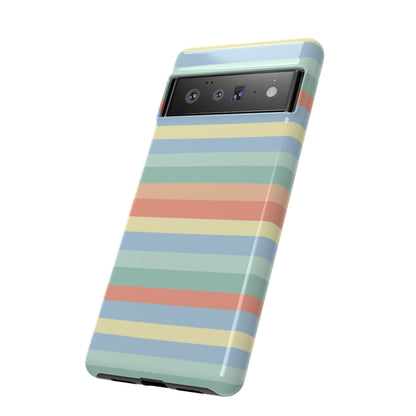 Pastel Striped Phone Case — Retro Horizontal Multi-Color Tough Case
