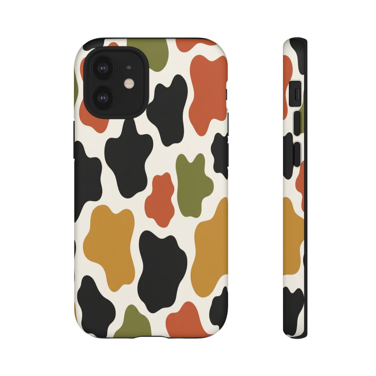 Camouflage Pattern Tough Phone Case – Retro Olive, Rust & Mustard Protective Cover