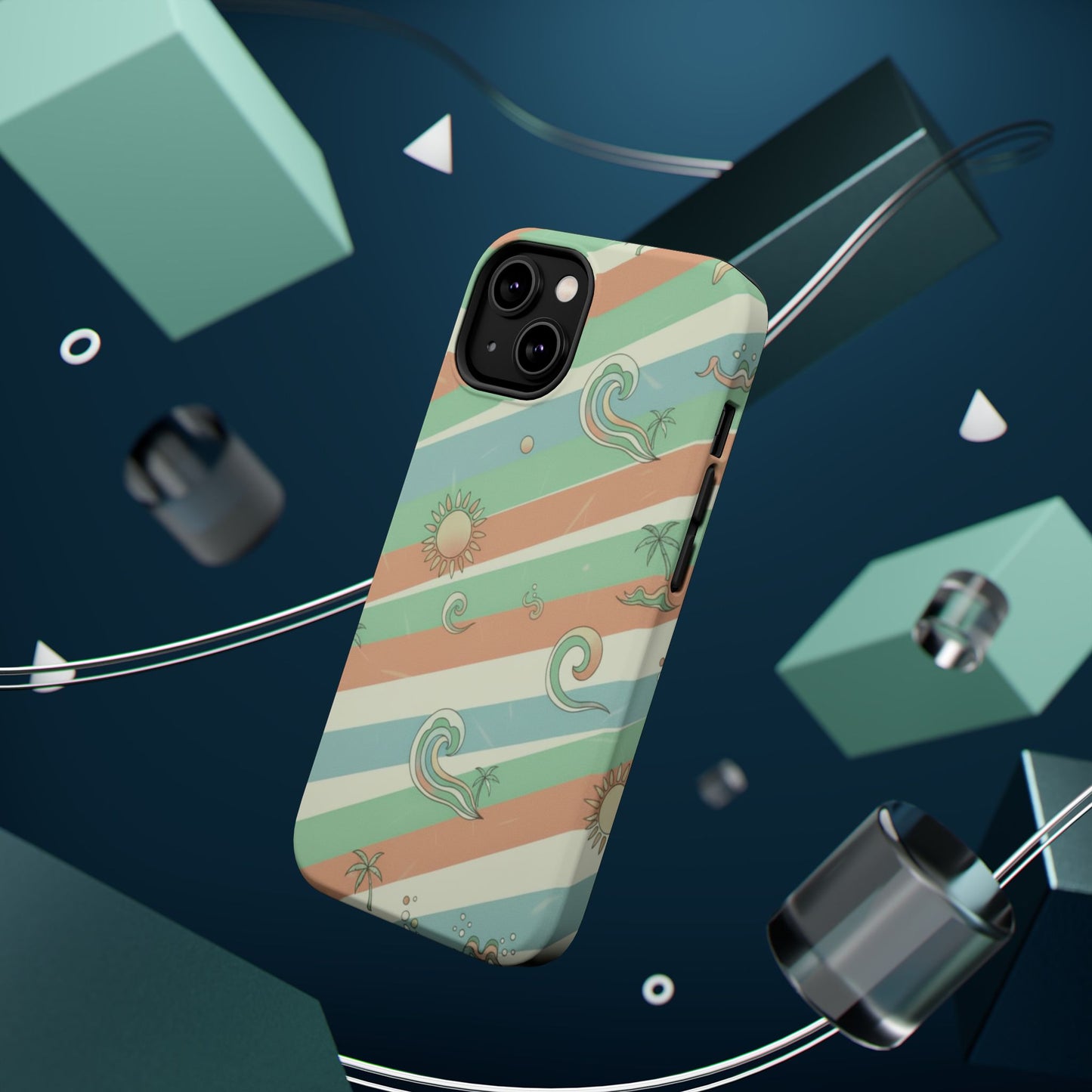 Magnetic Impact-Resistant Phone Case — Retro Surf Stripes