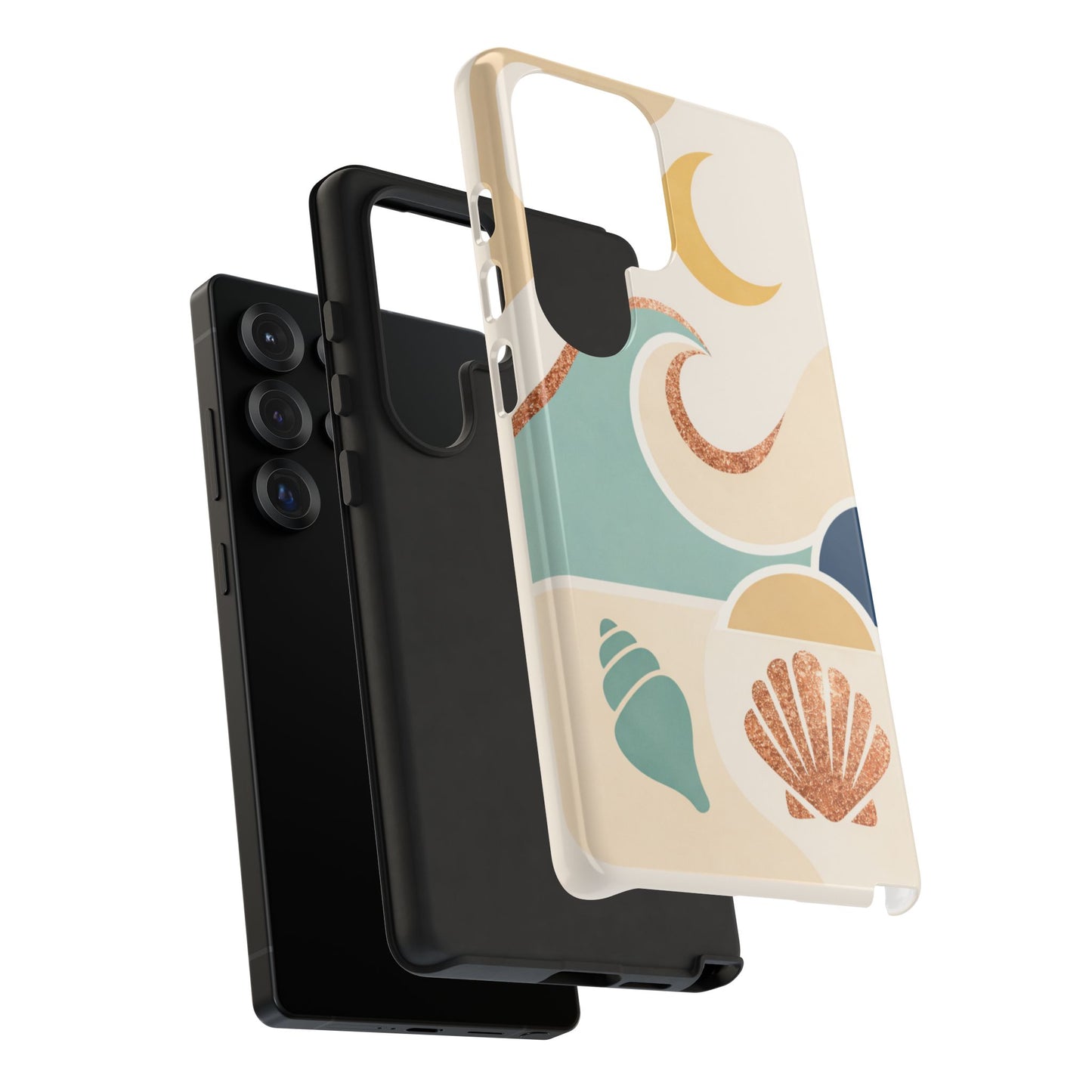 Sea Breeze Tough Phone Case — Retro Waves & Shells Design