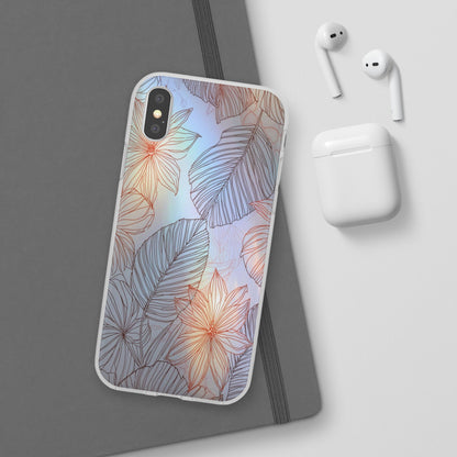 Floral Holographic Phone Case — Iridescent Leaves & Flowers Flexi Case