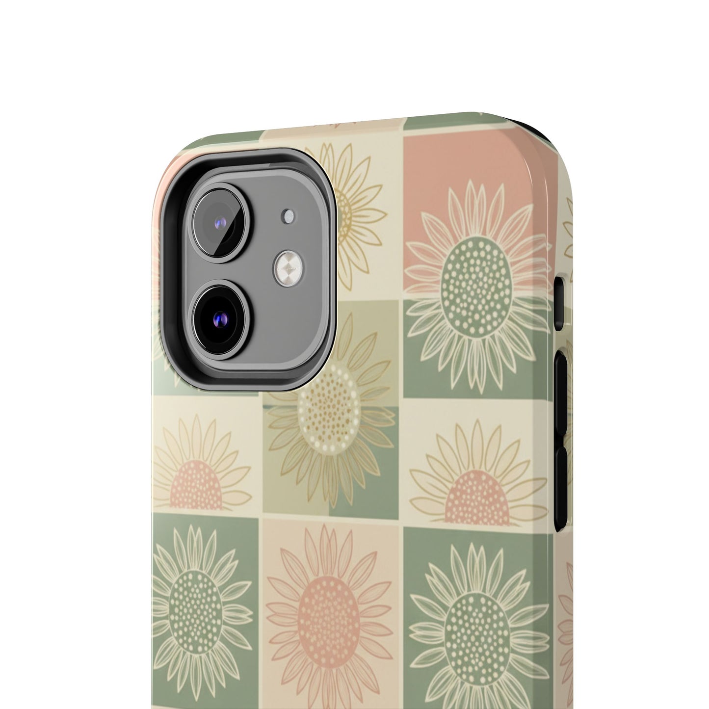 Copy of Sunflower Check iPhone Tough Phone Case — Retro Pastel Floral Protective Cover