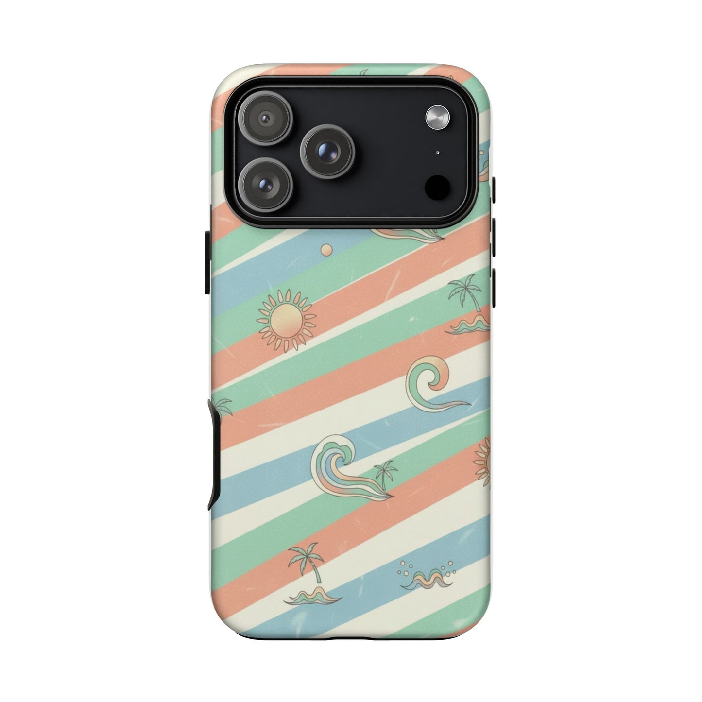 Surf Stripe Tough Phone Case — Retro Beach Waves Pattern