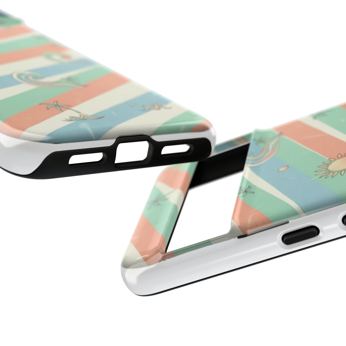 Surf Stripe Tough Phone Case — Retro Beach Waves Pattern