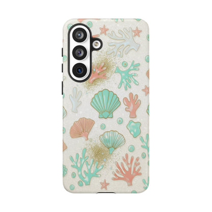 Seashell Coral Phone Case — Pastel Beach Shells Protective Tough Case