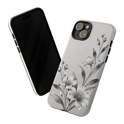 Floral Monochrome Phone Case — Elegant Black & White Lily Design