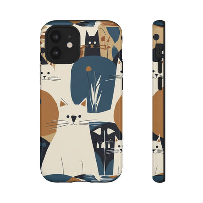 Cat Pattern Phone Case – Retro Abstract Cats Protective iPhone Cover