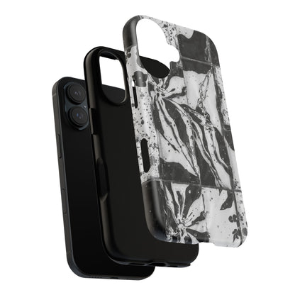 Monochrome Tile Floral Tough Phone Case