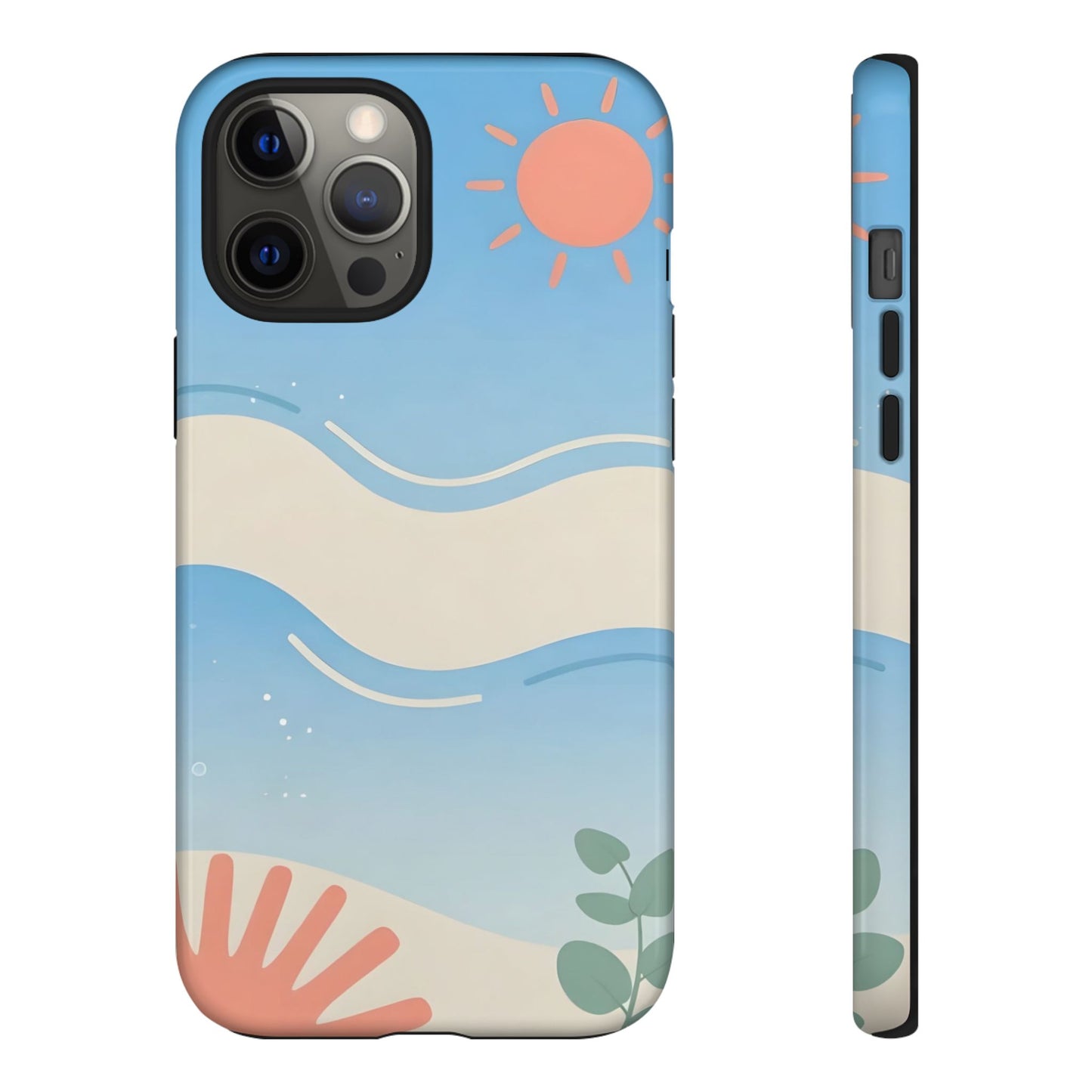 Beach Waves Tough Phone Case — Summer Sun & Seashell Protective Cover