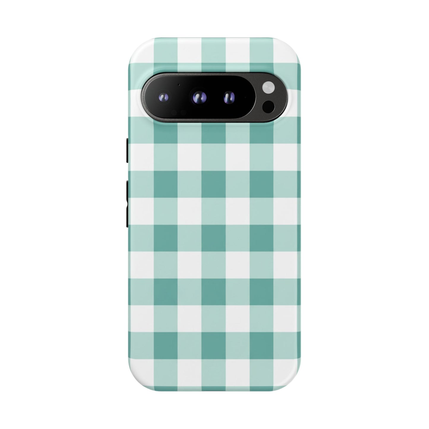 Mint Green Buffalo Check Tough Phone Case — Durable Plaid Protective Cover