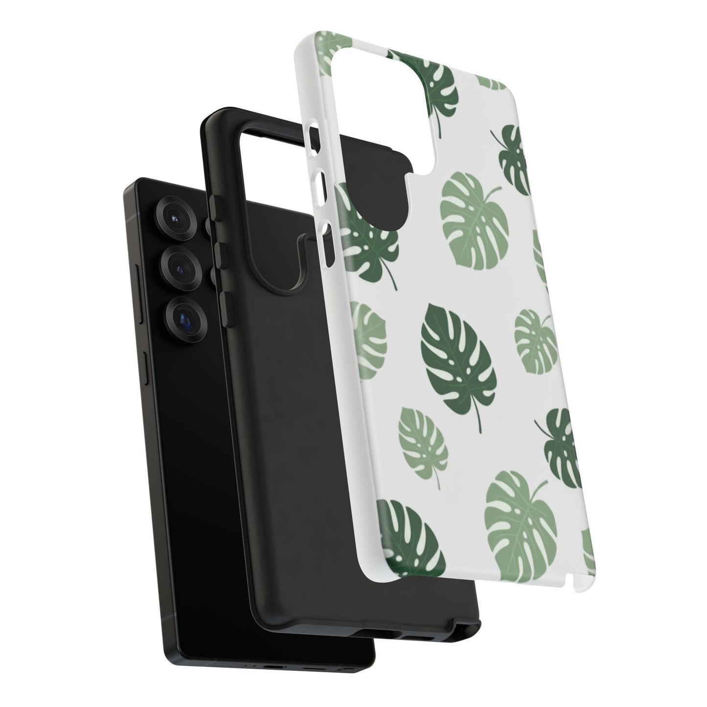 Monstera Leaf Tough Phone Case – Tropical Green Palm Pattern Protective Cover