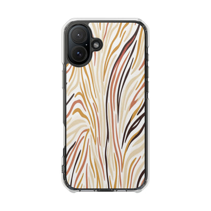 Clear Magnetic Phone Case — Neutral Abstract Marble Wave Design