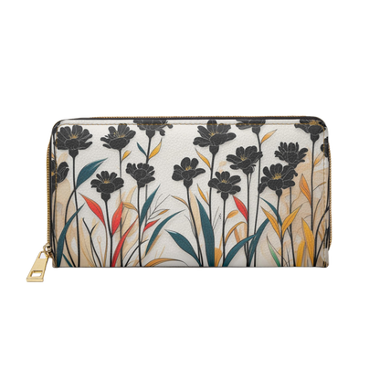 Women's Black Floral -  Zippered Summer Wallet