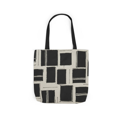 Modern Grid Canvas Tote — Black Brushstroke Squares