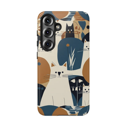 Cat Pattern Phone Case – Retro Abstract Cats Protective iPhone Cover