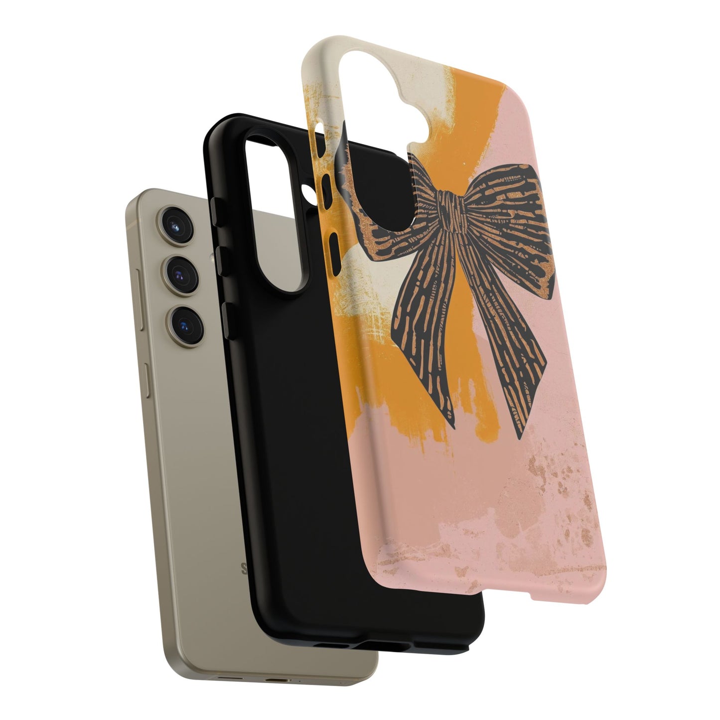 Bow Brushstroke Tough Phone Case — Pink & Mustard
