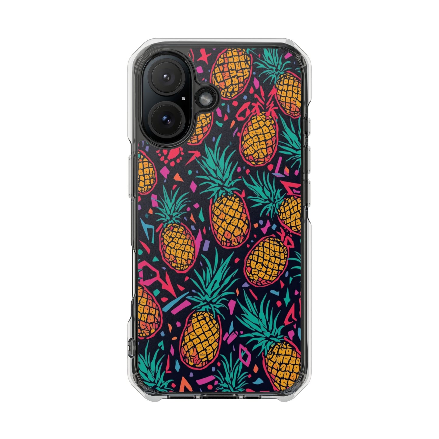 Clear Magnetic Phone Case — Tropical Pineapple Pattern