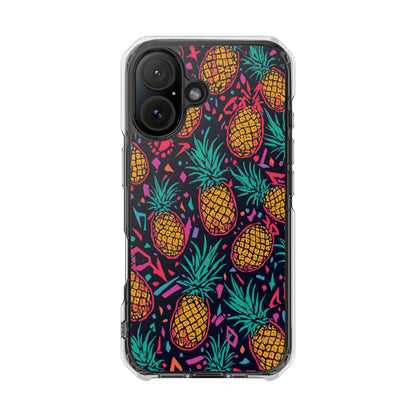 Clear Magnetic Phone Case — Tropical Pineapple Pattern