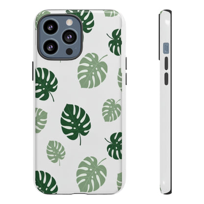 Monstera Leaf Tough Phone Case – Tropical Green Palm Pattern Protective Cover