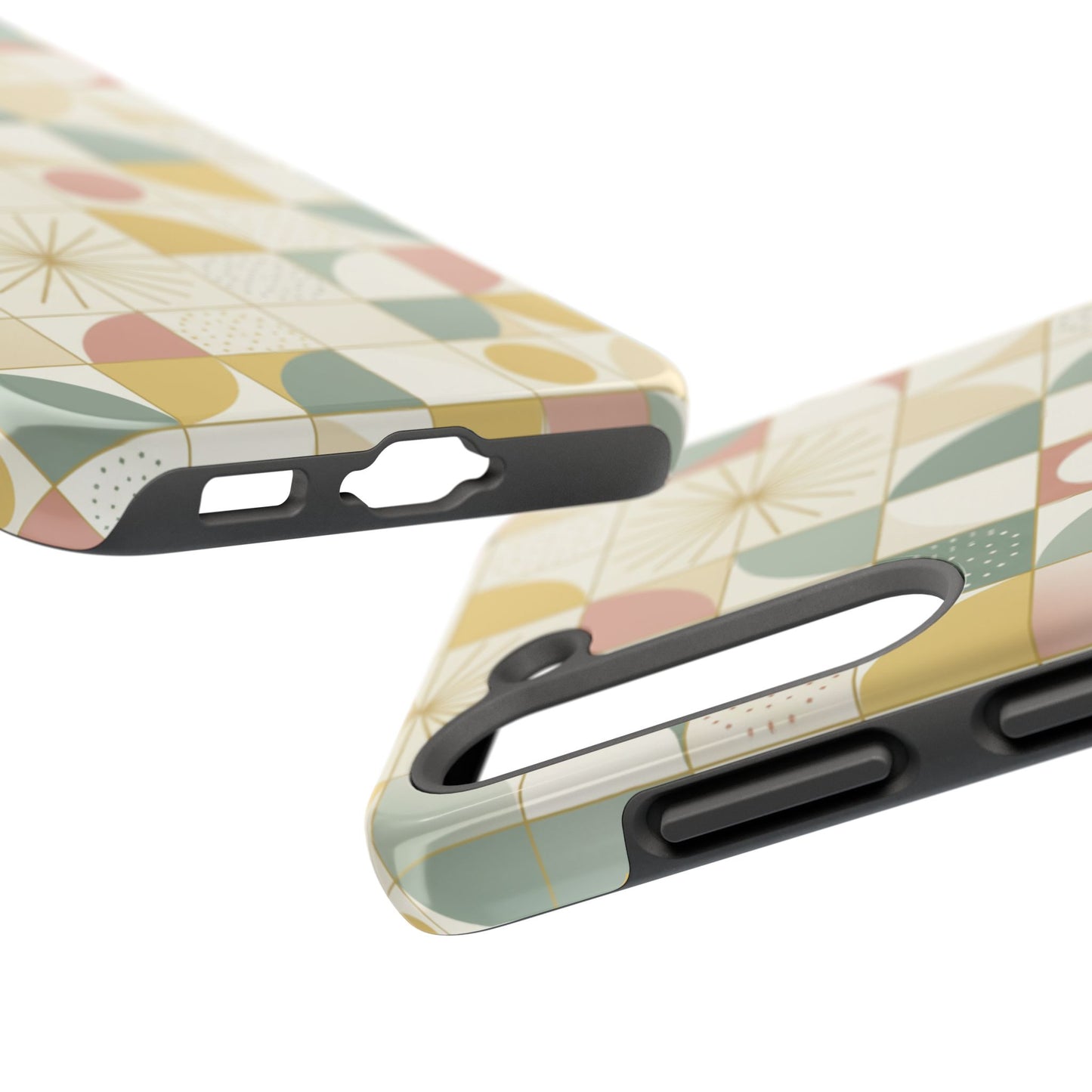 Retro Geometric Tough Phone Case — Pastel Midcentury Pattern