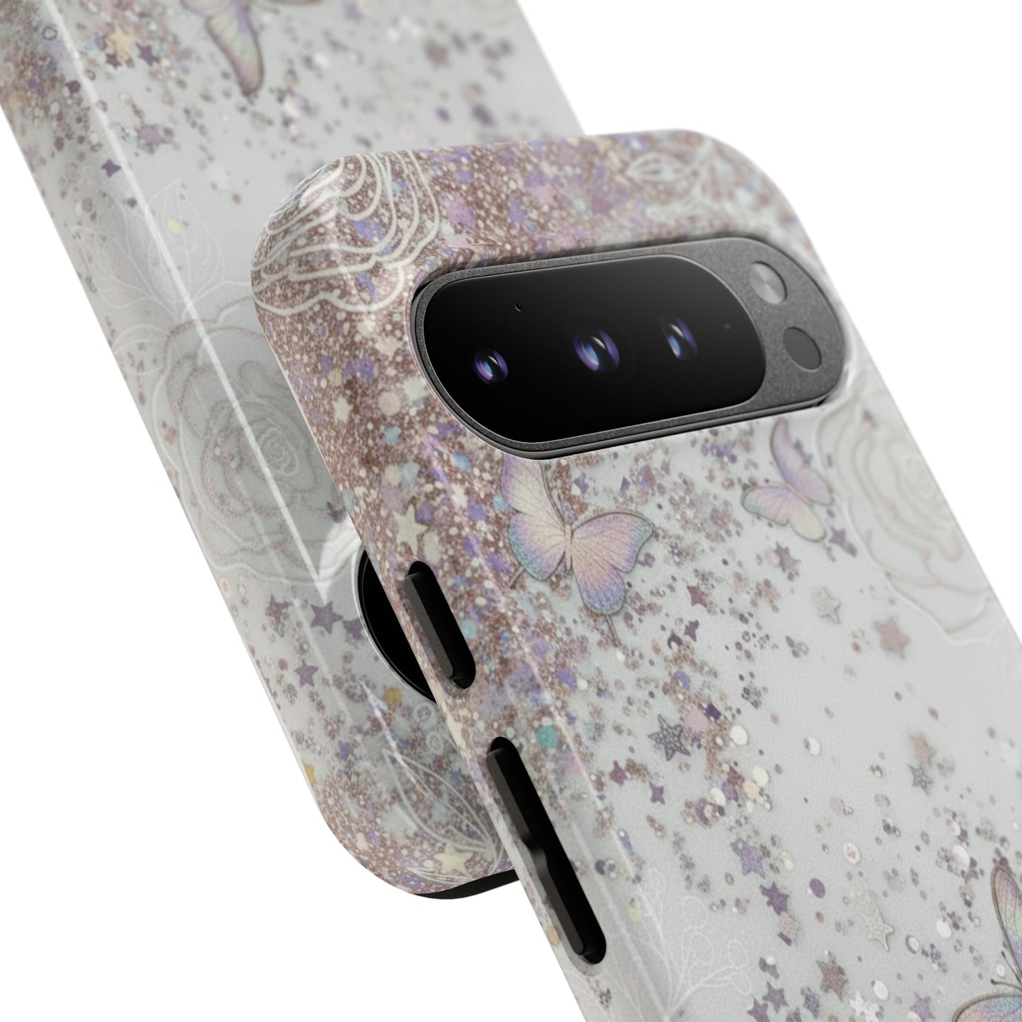 Butterfly Glitter Tough Phone Case — Floral Sparkle Protective Case