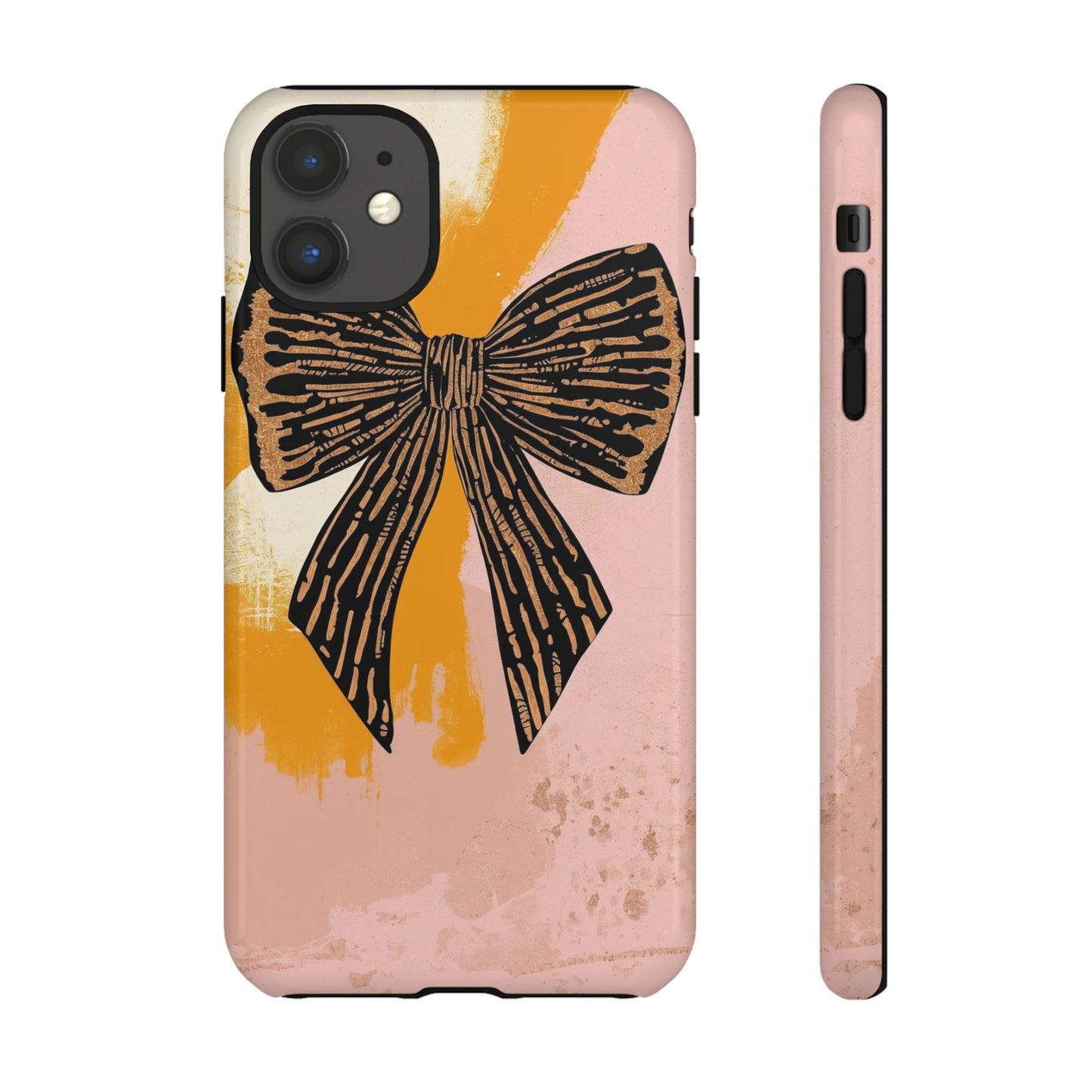 Bow Brushstroke Tough Phone Case — Pink & Mustard
