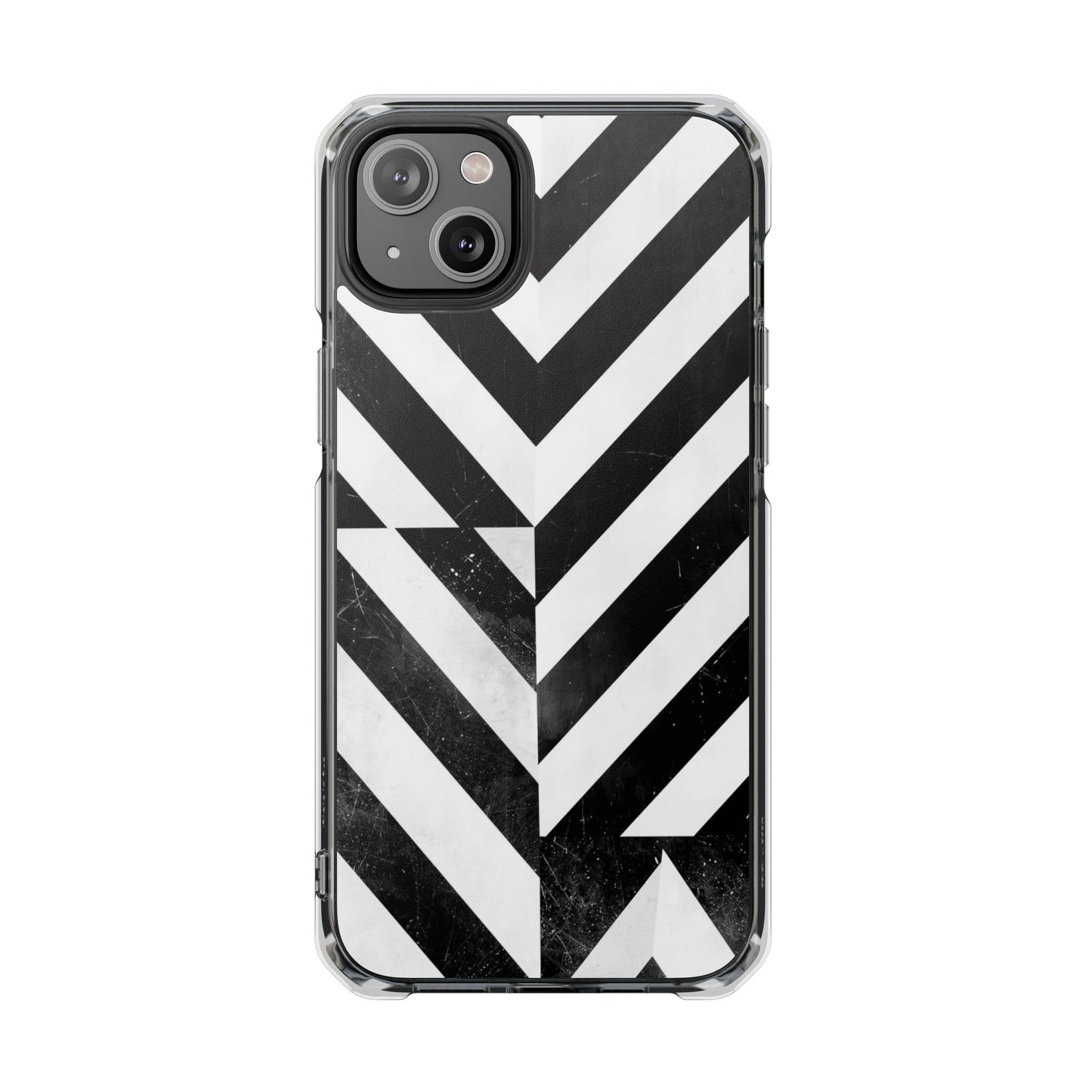 Clear Magnetic Phone Case — Bold Black & White Chevron Impact Design