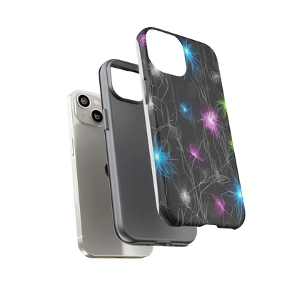 Neon Floral Tough Phone Case — Glow Flower Protective iPhone Cover